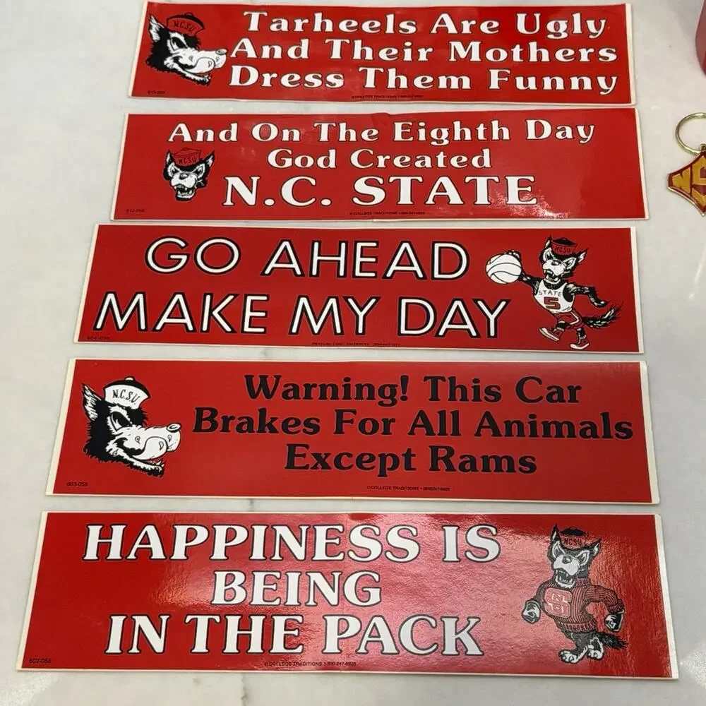 Vintage NC State Wolfpack Fan Lot Mug Decals Pins Clip On Mascot Figure NCSU